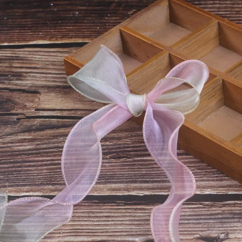 Nastro in organza trasparente arcobaleno da 5,5 cm cablato da 55 metri per confezioni regalo Confezione regalo Decorazione festa di nozze