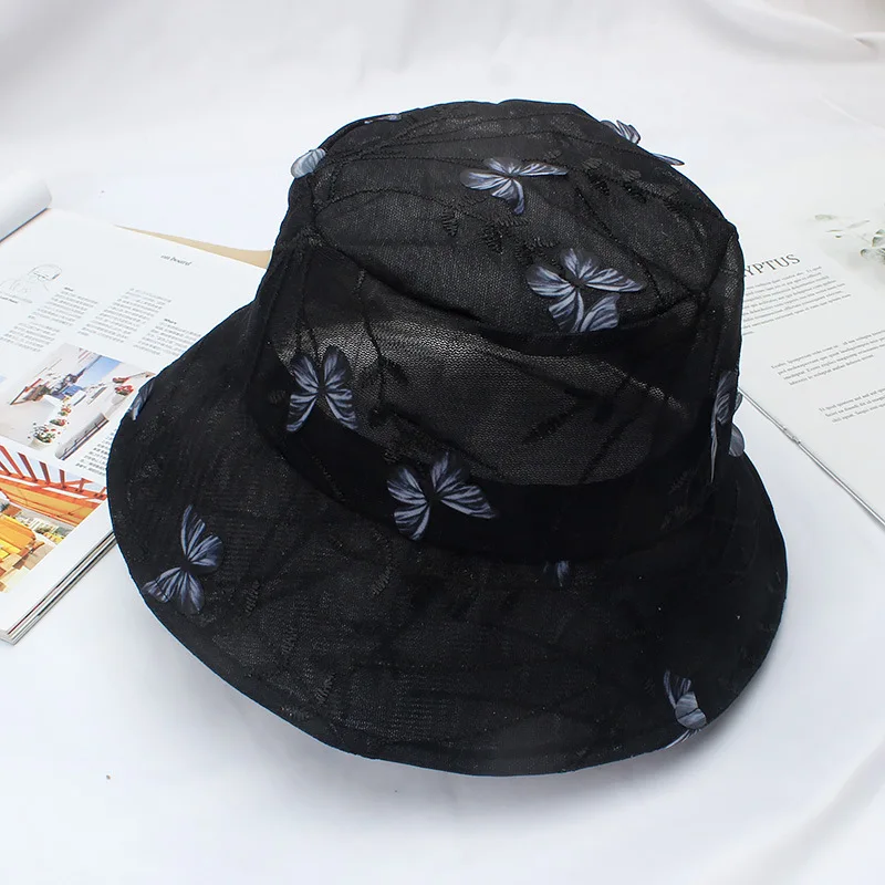 Fashion Butterfly Bucket Hats Women Summer Sun Hats Female Breathable Bucket Hats Casual Outdoor Sun-Proof Hat