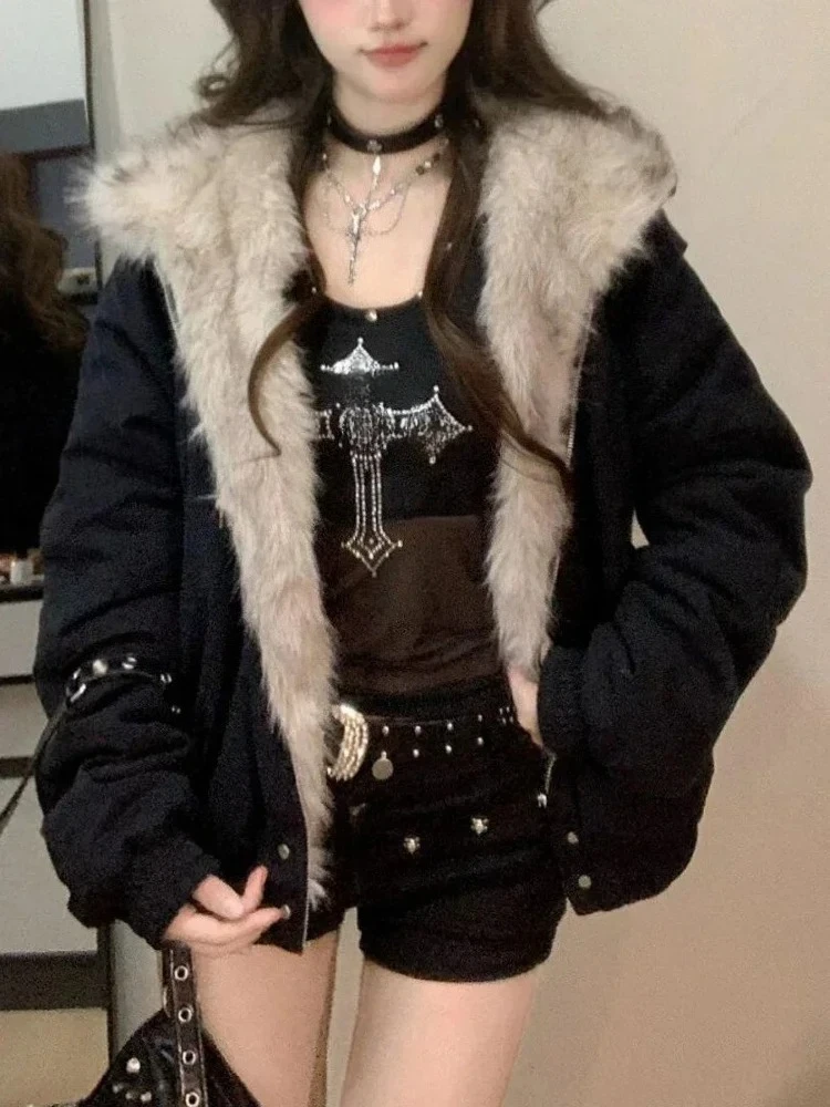 Damska bluza z kapturem na zamek błyskawiczny w stylu Y2K Gothic Vintage, czarna, z długim rękawem, elegancka kurtka, subkulturowa bluza z kapturem, koreańska moda, płaszcz.