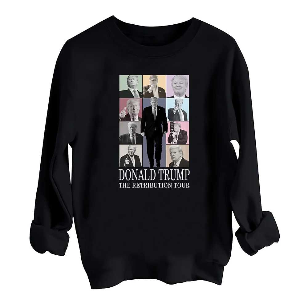 

Trump The Retribution Tour 2024 Funny Sweatshirt Harajuku Round Neck Long Sleeve Oversize Hoodie