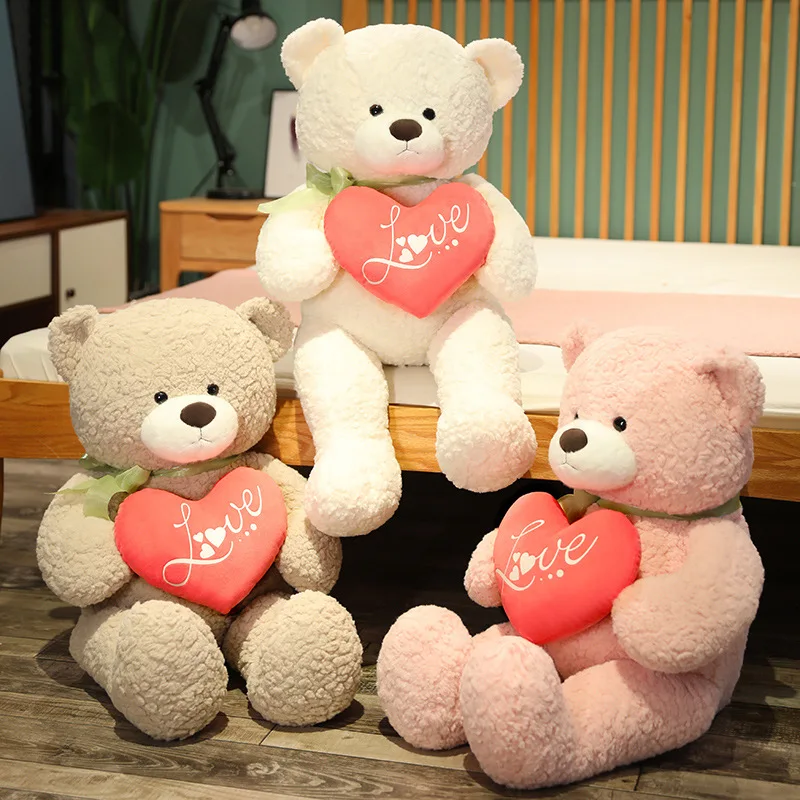 Kawaii Zachte Teddybeer Knuffel Hart Pluche Pop Schattige Knuffel Dier Cartoon Beren Knuffel Voor Meisjes Valentijnsdag Verjaardagscadeaus