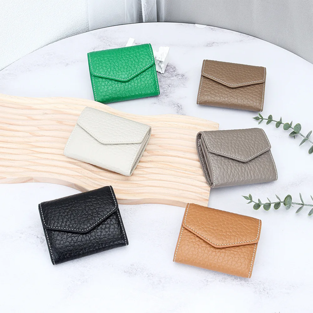 

High-end Genuine Leather Mini Wallet for Women's New Fashionable Short Change Bag with Multiple Card Slots Zero Wallet