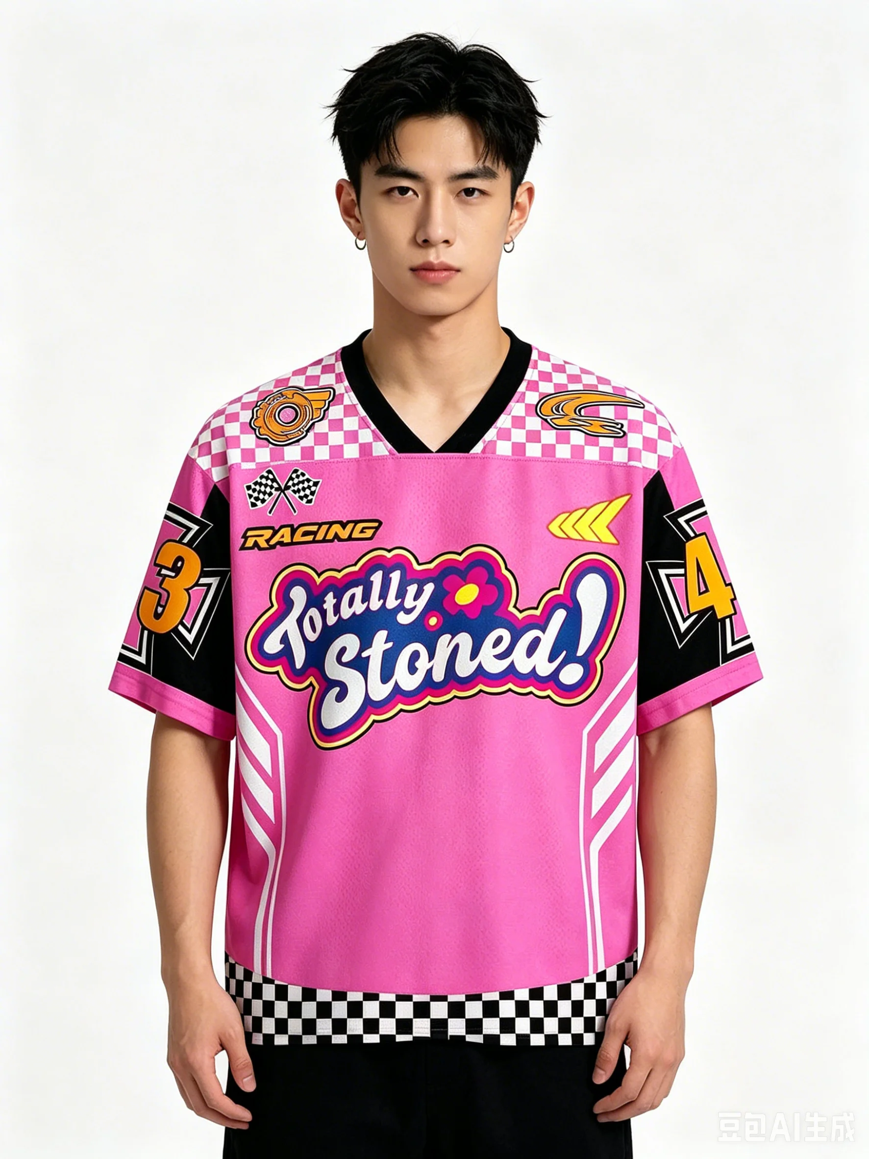 Unisex Couples Breathable Pink Racing Jersey 