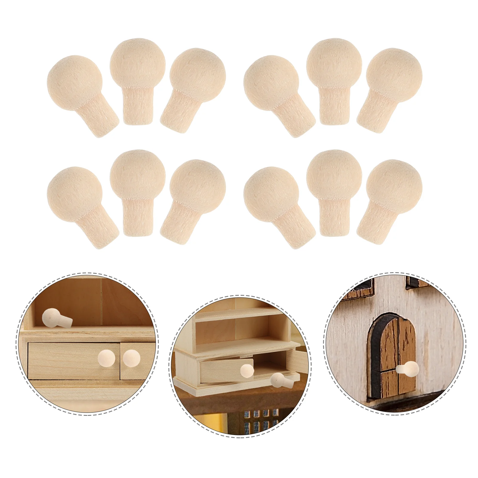 

24 Pcs Drawer Door Handle Tiny Wood Knobs Models Dressing Table DIY Handles for Mini House