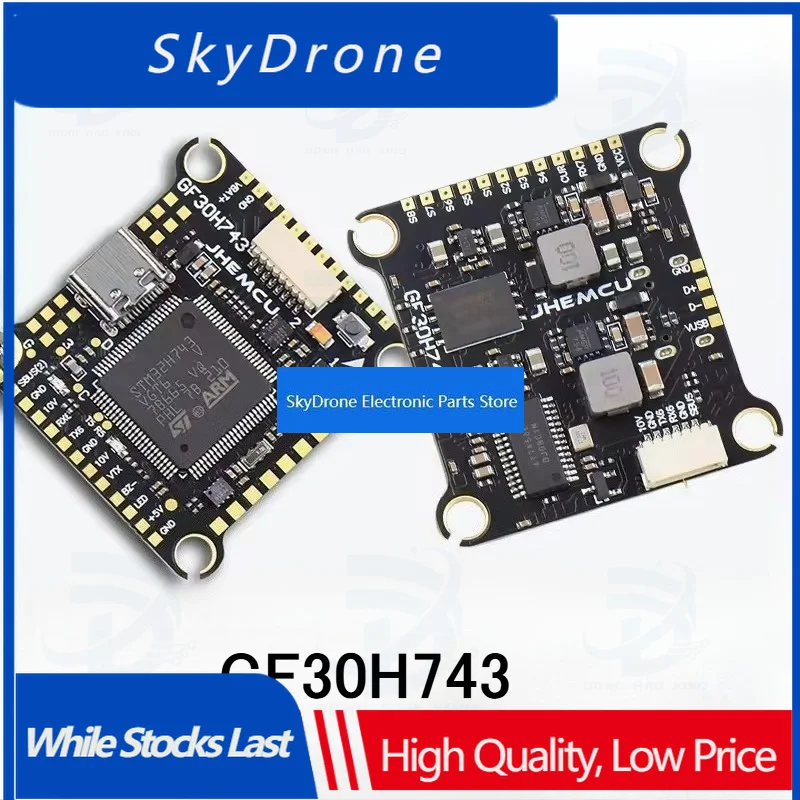 SkyDEl1pcs For JHEMCU GF30H743 H743 480MHZ Flight Controller ICM-42688-P DUAL Barometer OSD 128M BlackBox Dual BEC 3-6S For FPV