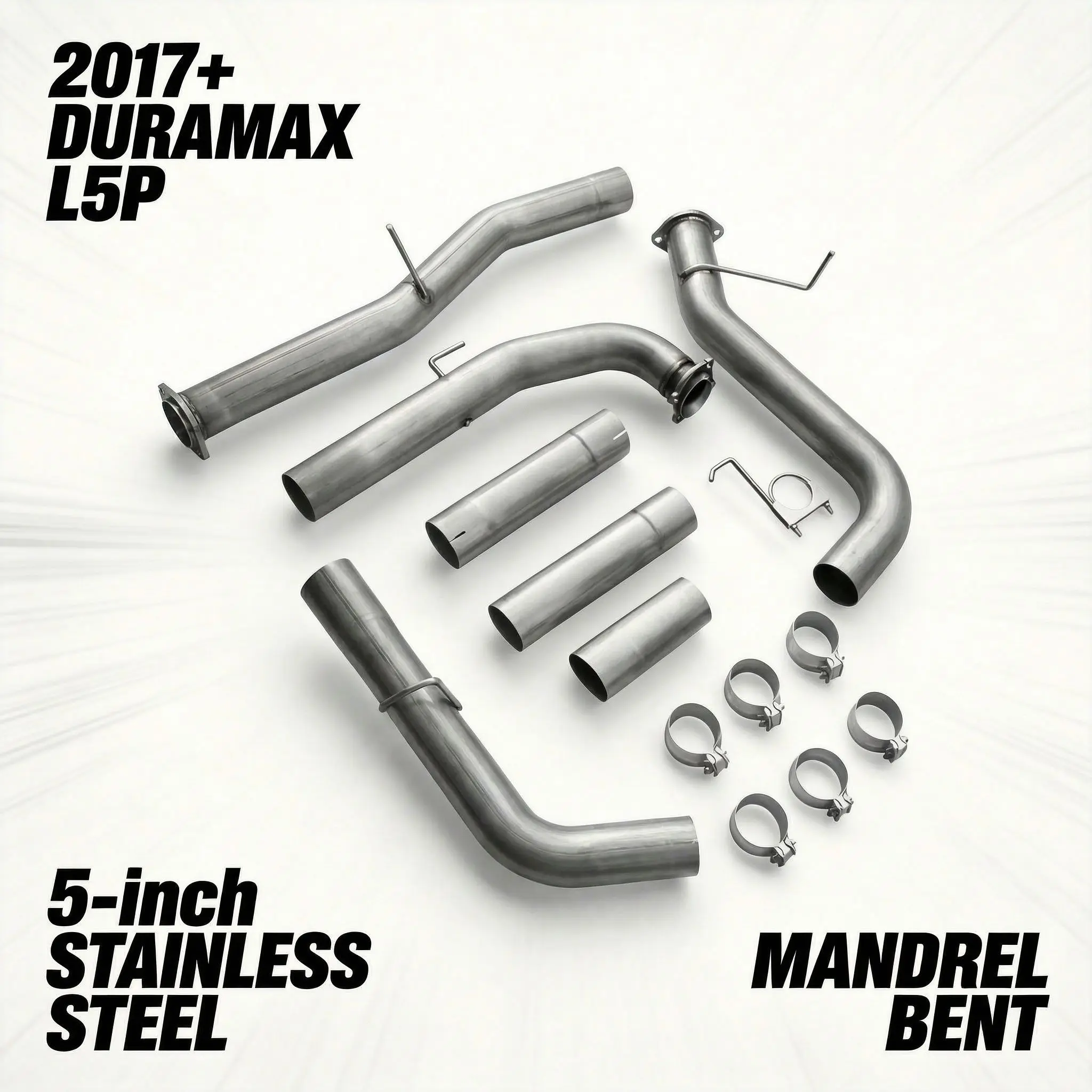 

5 Inch Stainless Steel Race Exhaust Pipe FLO-VIC SJ-026-HD For 2017-2023 6.6L L5P 2500/3500| OEM Quality Replacement