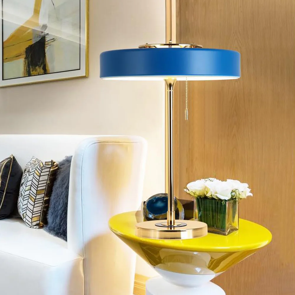 Post Modern Painted Metal Table Lamp Nordic Minimalist Pull Chain Desk Light Bedroom Bedside Living Room Study Decor Fixture