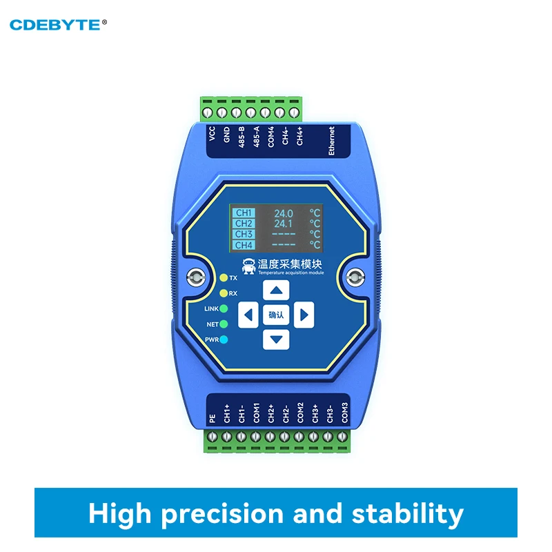 Temperature Acquisition Module 4-way PT100 RTD Ethernet RS485 With OLED Display Screen CDEBYTE ME31-XDXX0400 Support Modbus