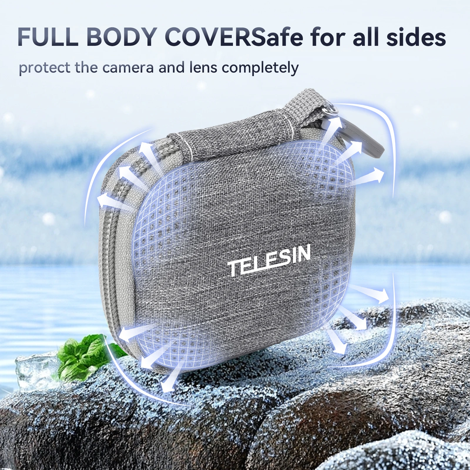 TELESIN Mini Protective Storage Bag for  Insta360 Go3 GoPro Hero 12 11 10 9 Action Camera Waterproof Box Mount  Accessories