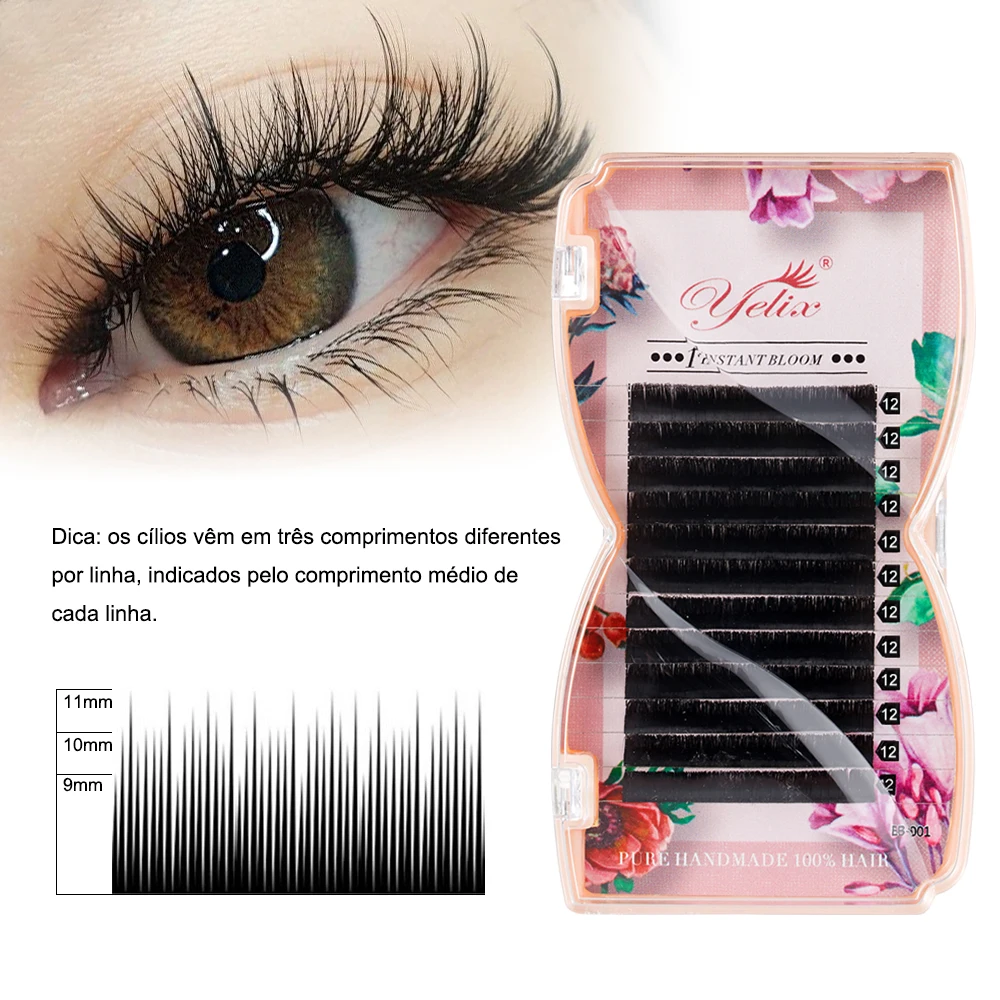 Yelix M curl Easy Fan Lashes Bloom Индивидуальное наращивание ресниц Искусственные норковые ресницы Мягкие натуральные наращивание ресниц Объемные