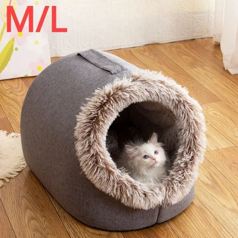 

Pet House for Small Dog Cat Bed House Portable Enclosed Plush Pet Kitten Nest Winter Warm Soft Pet Cave Kennel Deep Sleep Sofa