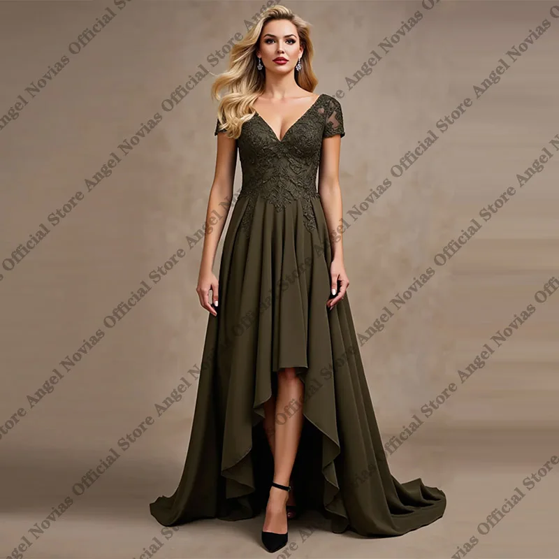 Vestidos de Madre de la Novia con Escote en V Alto y Bajo 2026 con Mangas, Vestido de Noche para Fiesta de Bodas, vestidos madre de novia para bodas