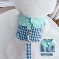 Plaid Dog Cat Harness And Leash Set Cute Pet Walking Lead Accessories With Collar Puppy Vest Clothes For Small Dog Chihuahua