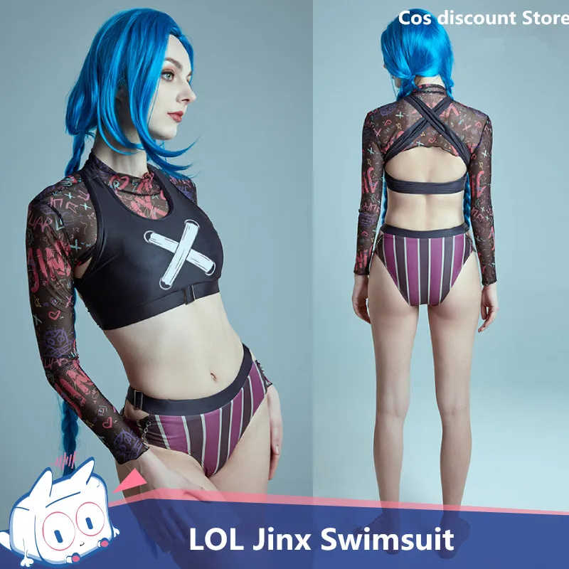 لعبة لول تأثيري Jinx ملابس السباحة أنيمي المرأة الصيف انقسام مجموعة البكيني ملابس السباحة مثير ازياء للبنات 2022 أحجام S-XL