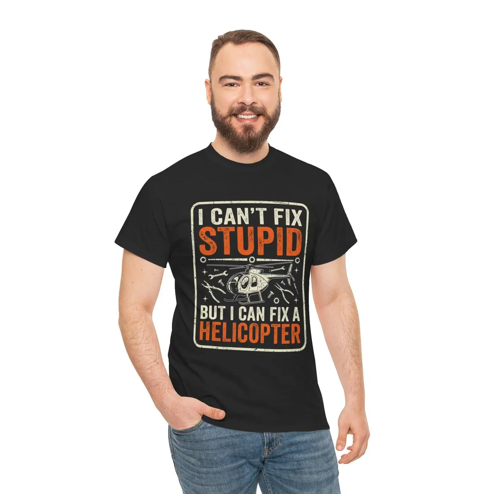 I Can't Fix Stupid But Can A Helicopter Performance T Shirt Funny Mechanic Shop  vintage Washed designer clothes Unisex