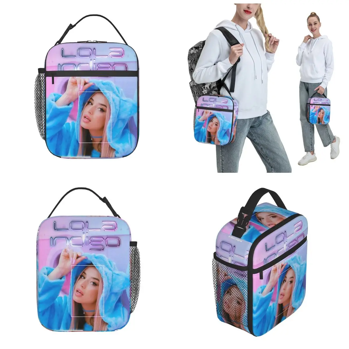 Lolas Indigos Singer معزول حقيبة الغداء مانعة للتسرب حاوية الغداء حقيبة للحفاظ على البرودة حمل علب الاغذية المدرسة في الهواء الطلق الرجال النساء