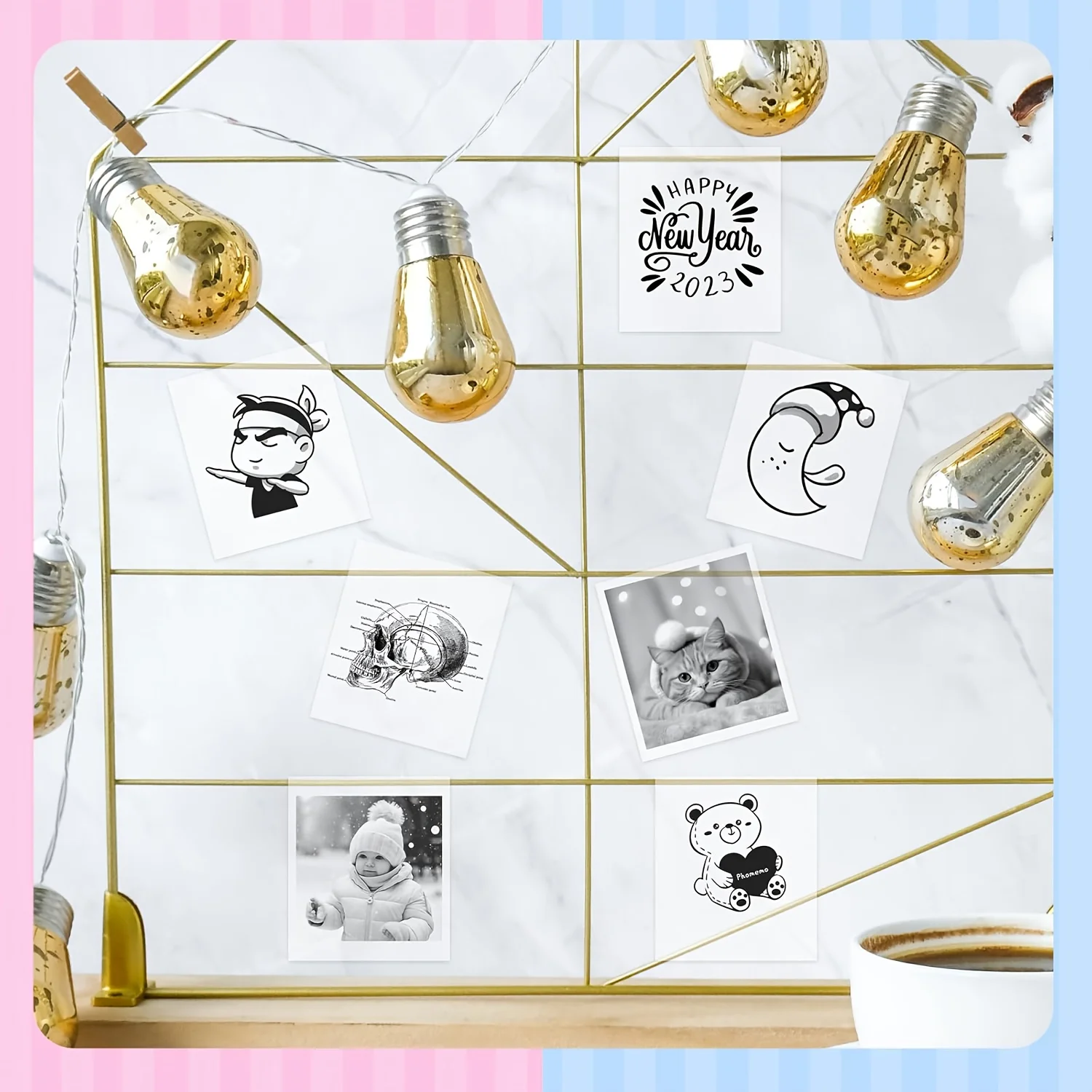 ملصقات شفافة، ورق طباعة حراري شفاف 53 مم للإيصالات الصغيرة المحمولة، صنع شارات النوافذ، ملصق M02 T02