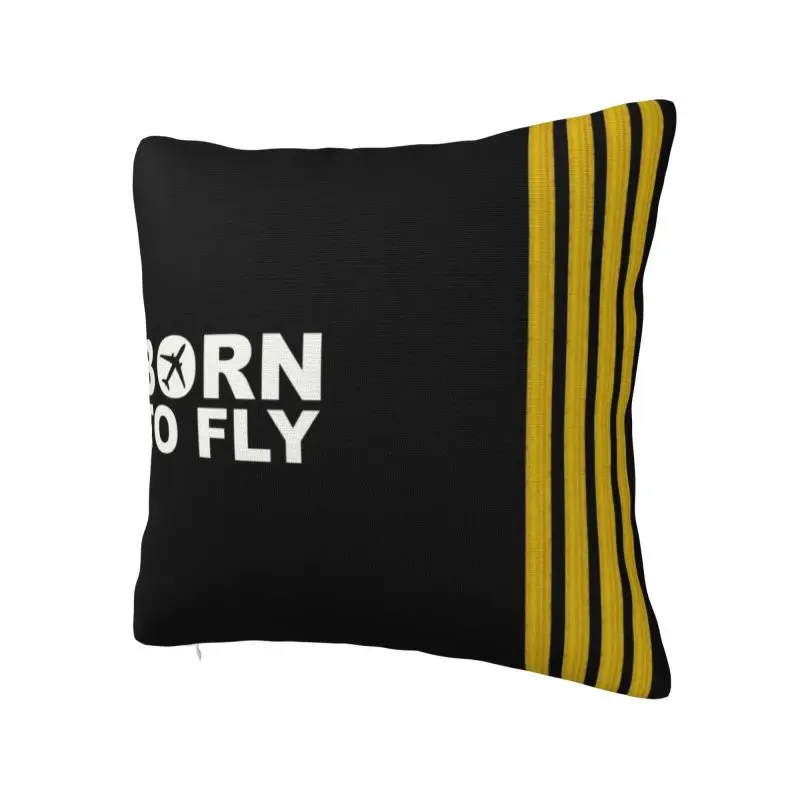 Modern Born To Fly Captain Stripes Sofa Cushion Cover Polyester Pilot Air Fighter Throw Pillow Case Living Room Decoration
