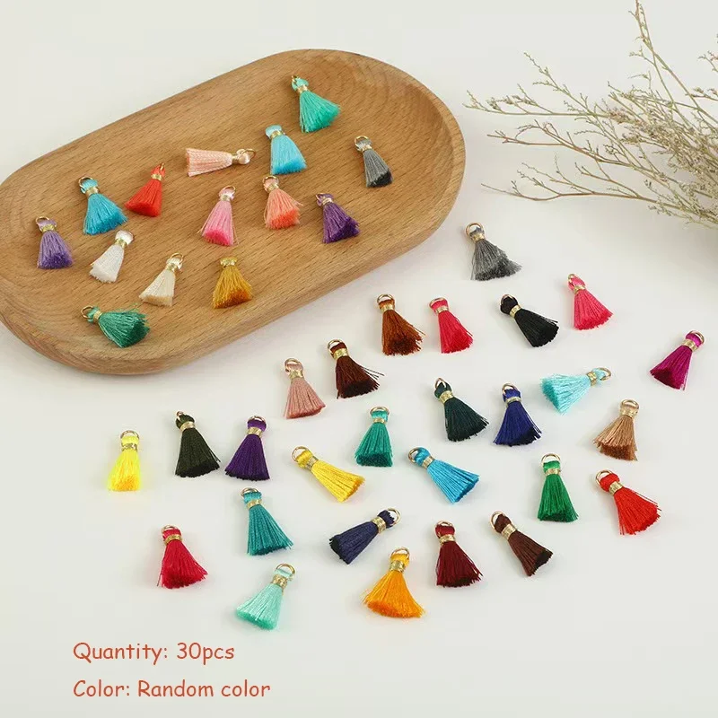 30pcsTiny Tri Layered Keychain Tassels Mini Tassel for Craft Jewelry Making Tassel for Earring Bookmark(Classic Color)