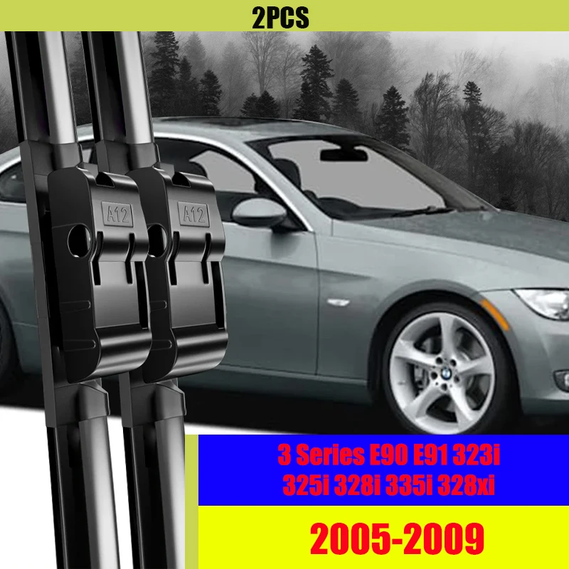 

For BMW 3 Series E90 E91 Front Wiper Blades 2005-2009 2006 2007 2008 323i 325i 328i 335i 328xi Windscreen Windshield 24"+19"