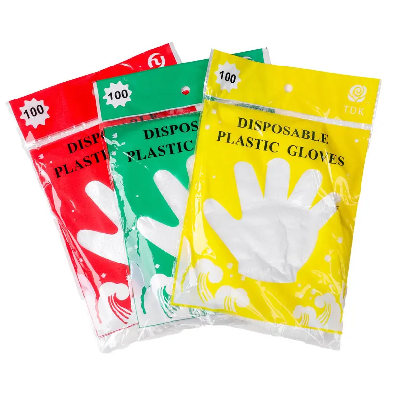 100pcs Plastic Disposable Gloves One Size Good Fit Disposable Gloves for Family Friends Neighbors Gift