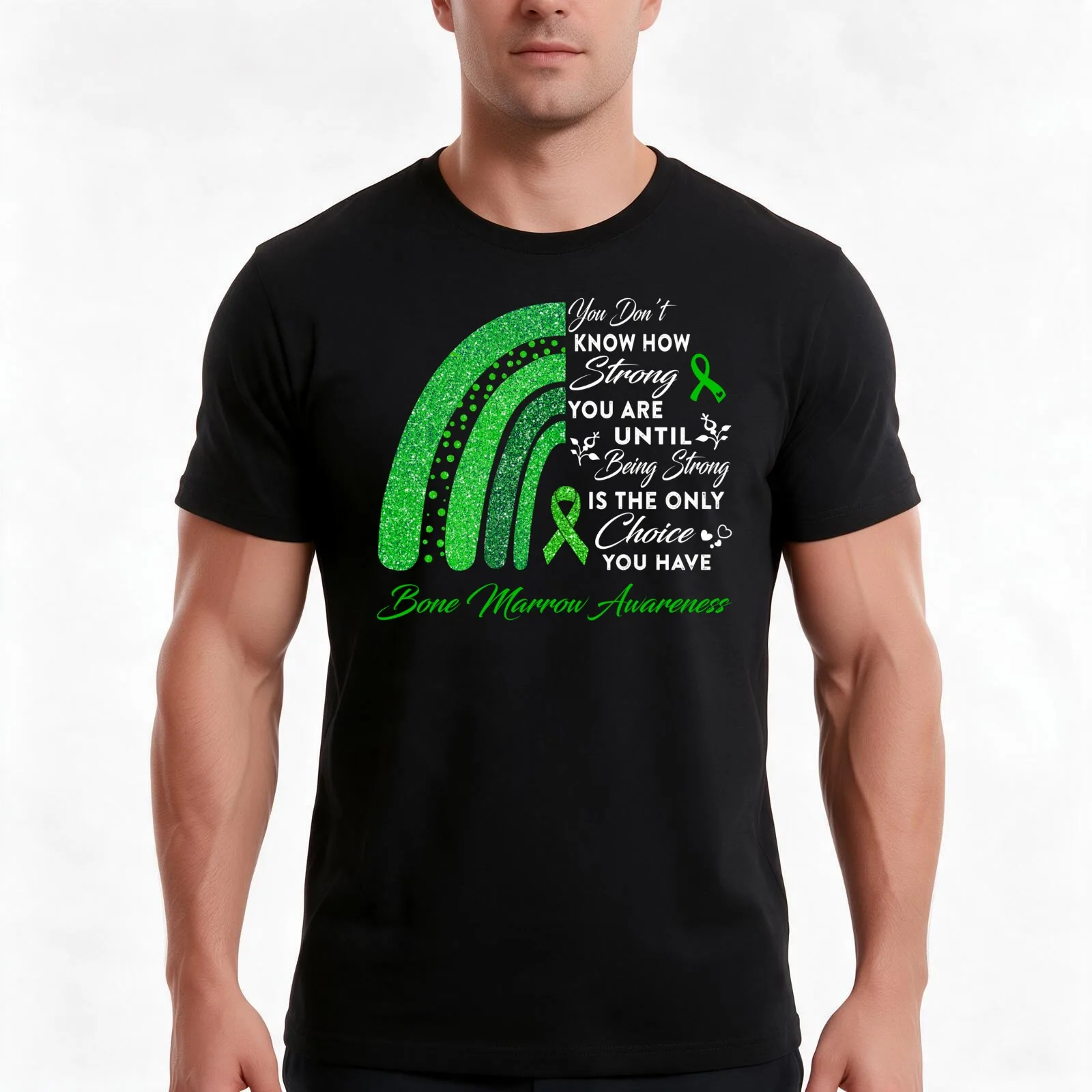 You Don't Know How Strong You Are Rainbow Bone Marrow Awareness T-Shirt, Summer Casual Cotton Tee, Oversized Streetwear Tops
