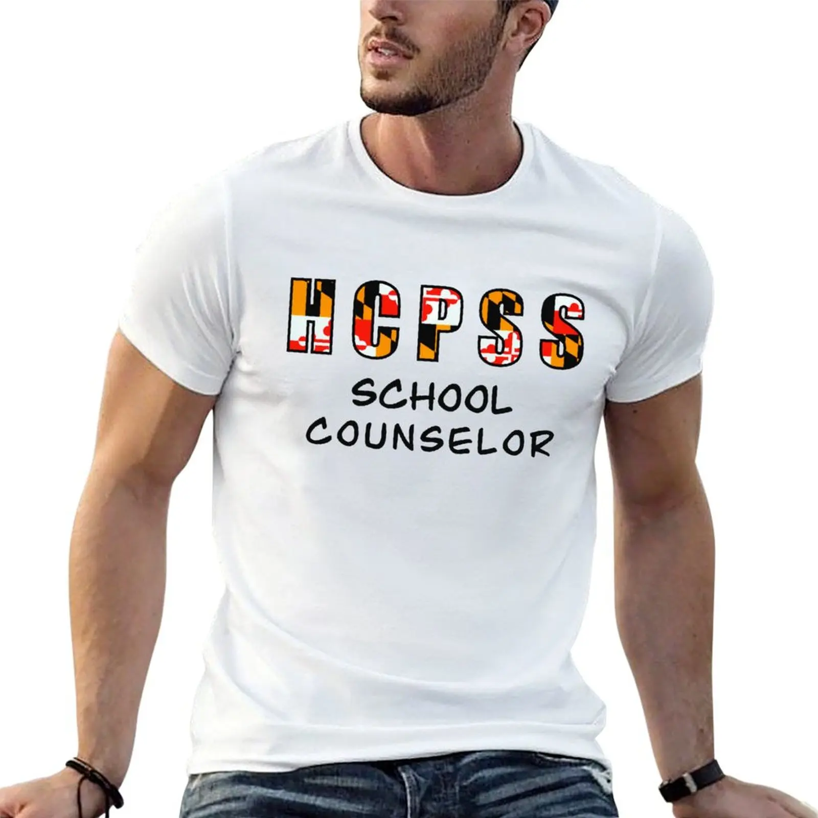 Копия футболки HCPSS School Psych с модным принтом для мужчин
