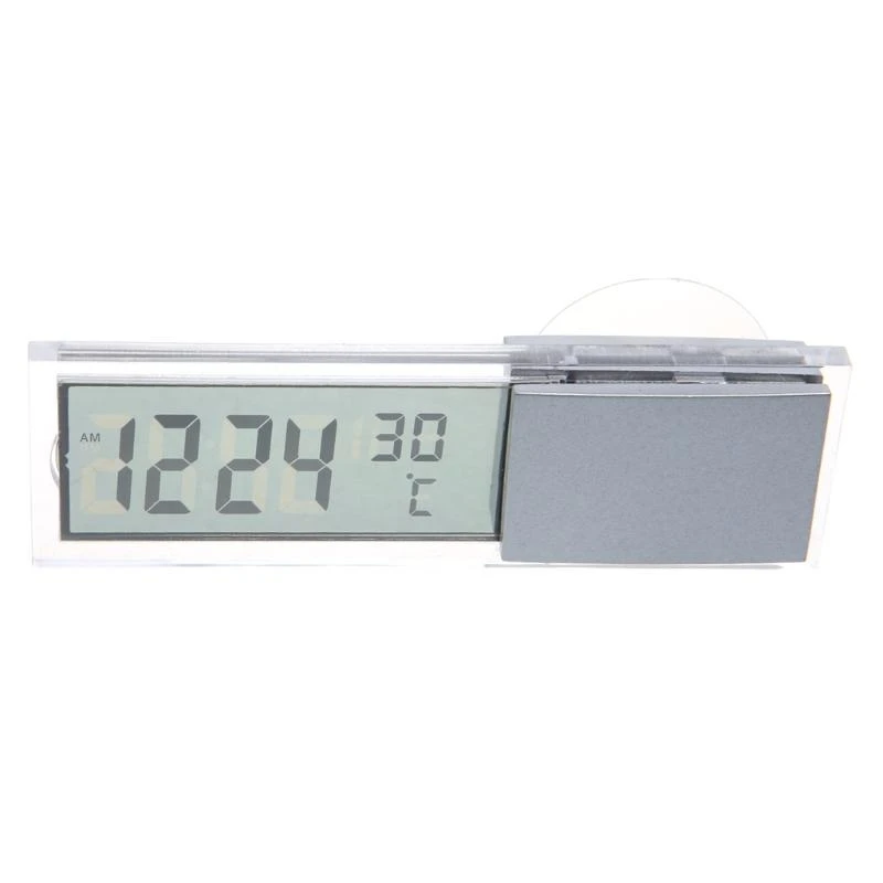 E06B Mini 2 en 1 LCD Reloj camión automóvil auto digital + termómetro para w/taza succión