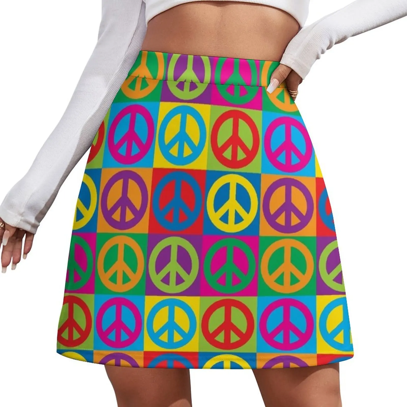 Pop Art Peace Symbols Mini Skirt kpop mini skirts