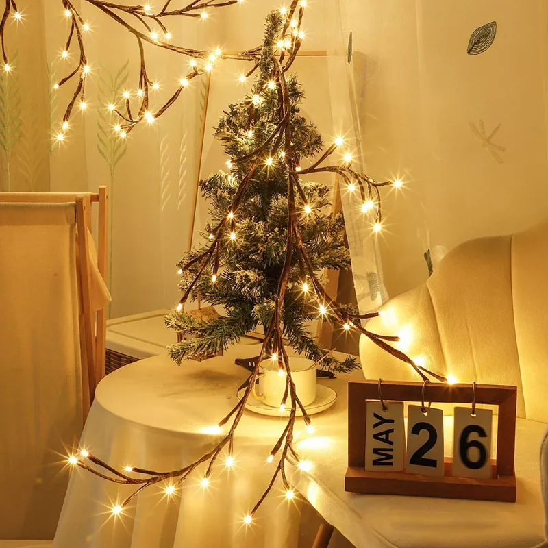 Christmas Tree Branches Rattan Halloween Pumpkin Lamp Battery/USB Powered LED String Light For Home Wedding Party Decor