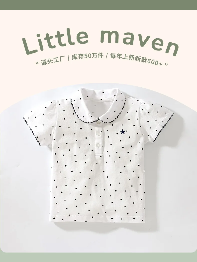 Baumwoll-Kinder-Poloshirt Sommer Kurzarm Revers Kinder-Oberteil Weich Atmungsaktiv Jungen Mädchen Lässige Alltagskleidung Kleinkinder – Detail 4