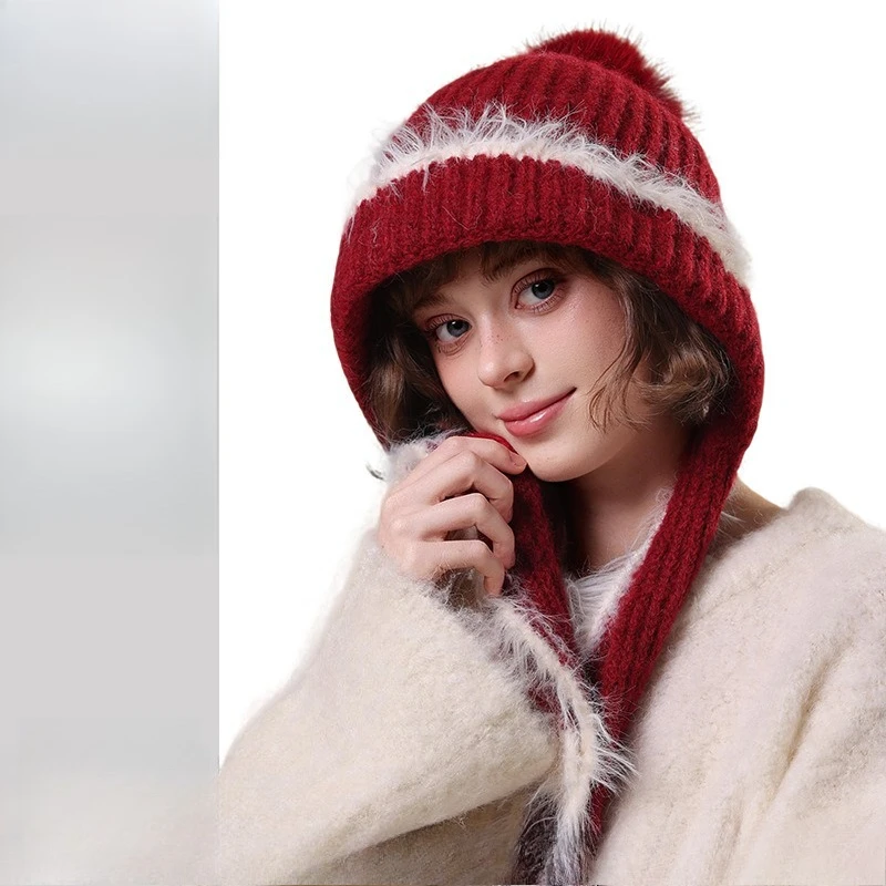 Korean Hot-selling Fashion Knitted Hat Scarf One-piece Wool Hat Winter New Girls Outdoor Warm Cover Versatile Warm Hat Kit