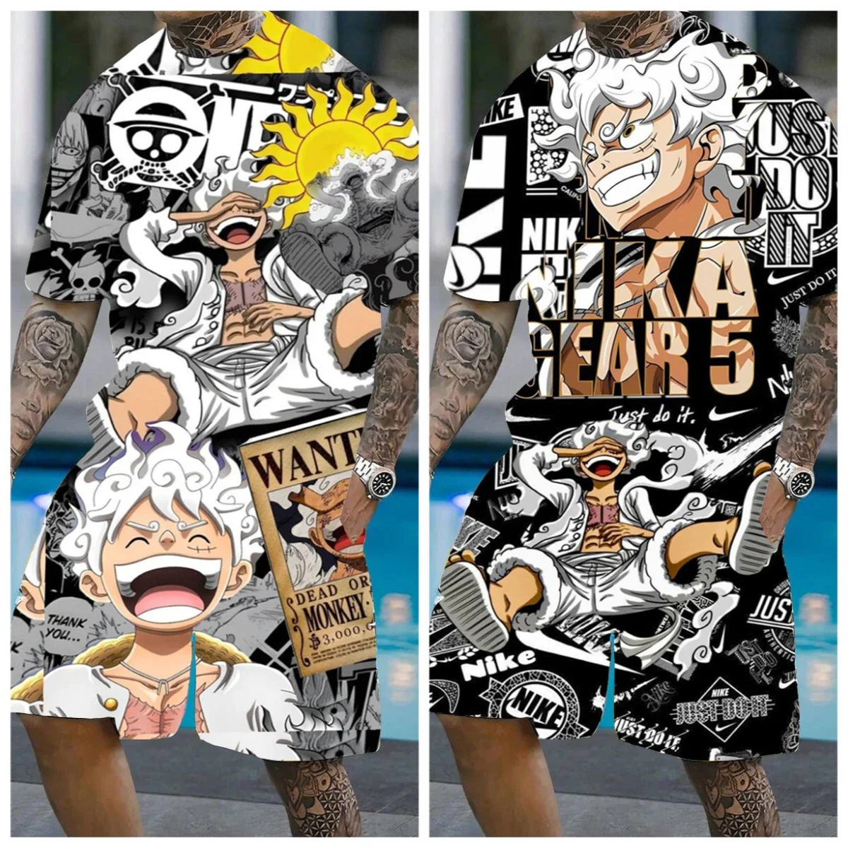 

25 Summer Hot-selling New Japanese Animation ONE PIECE 3D Printing Outdoor Leisure Breathable Role-playing T-shirt Shorts Set