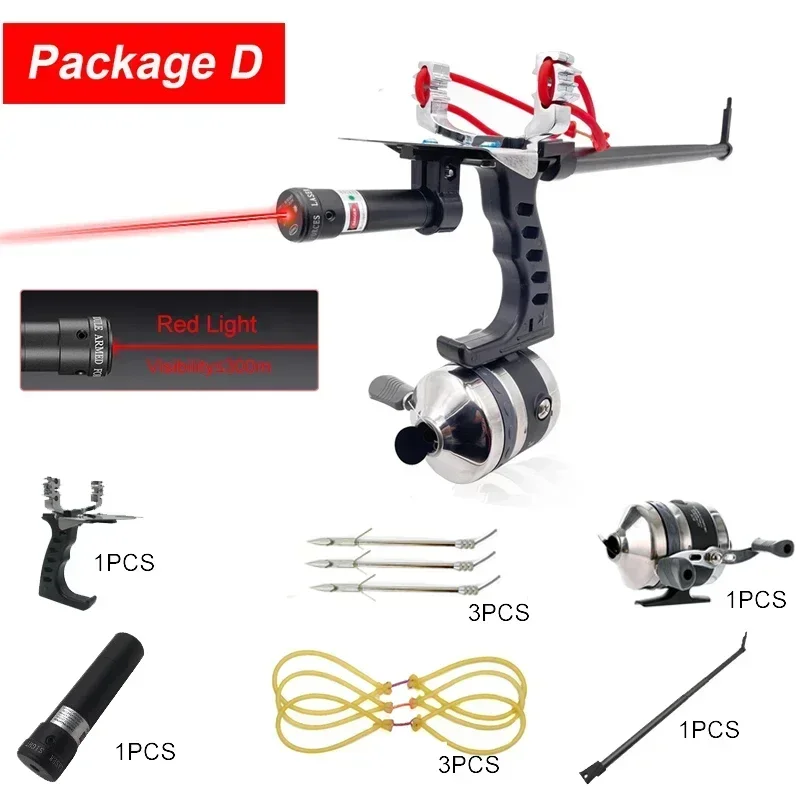 

Fishing Reel High Power Shooting Fishing Slingshot Outdoor Hunting Fish Straight Rod Telescopic Catapult Slingshot with Laser