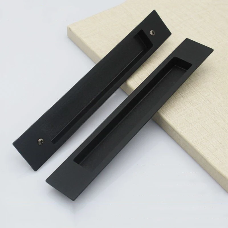 Brand New 1Pair Zinc Alloy Plus Length Sliding Door Handles Invisible Hidden Recessed Wood Barn Door Pulls Handles