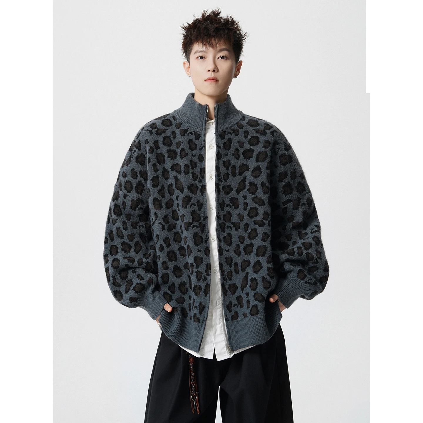

LAPPSTER Leopard Print Streetwear Cardigan Sweatshirt New In Outerwears Zipper Up Jackets Vintage Designer Knit Sweaters Coat