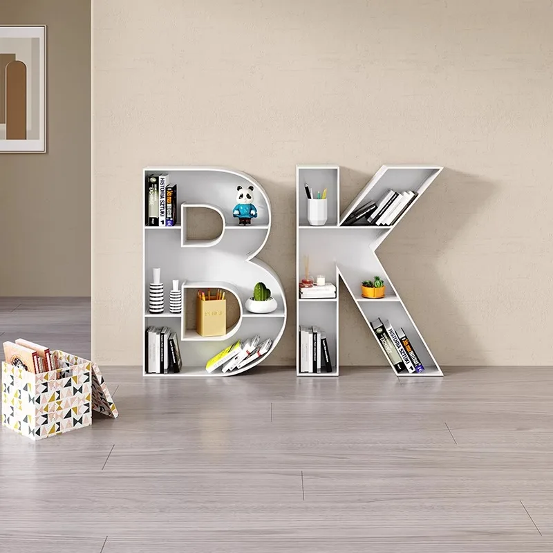 Bibliothèque avec lettres de l'alphabet – Bibliothèque présentoir en métal, autoportante/montée au mur, A-Z personnalisée pour chambre d'enfants, école et bibliothèque