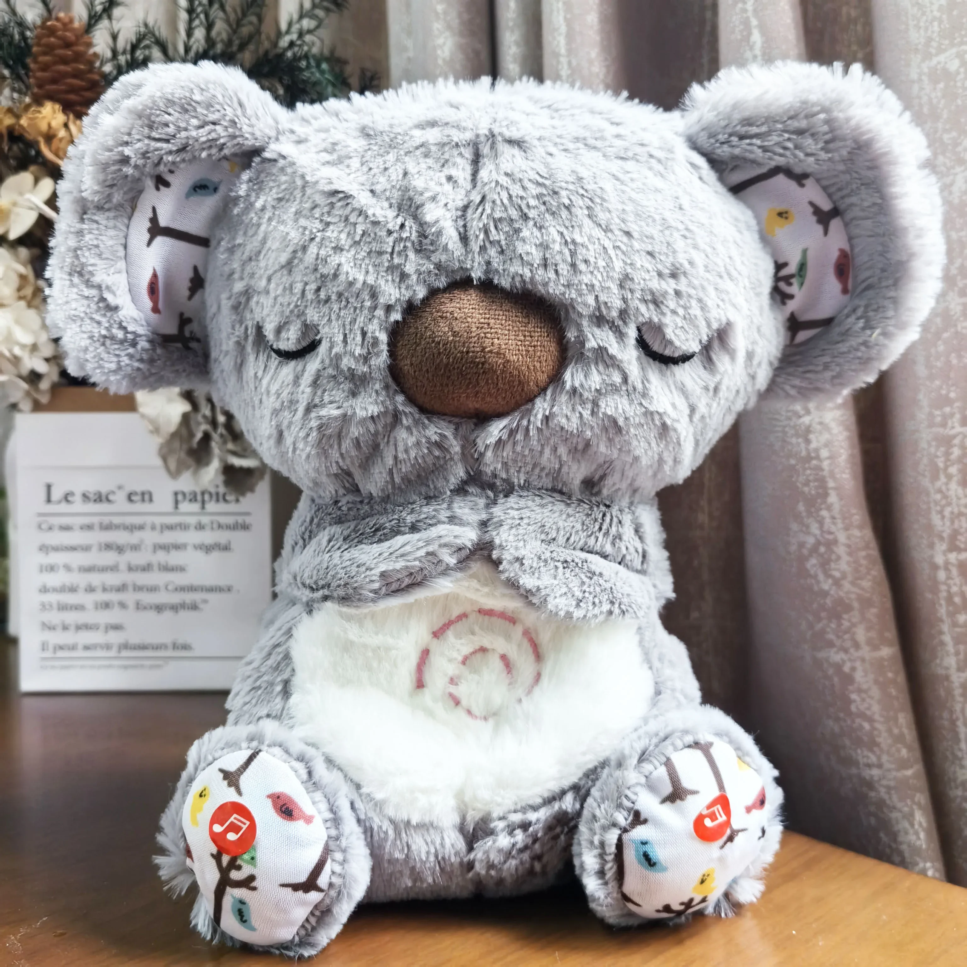 Baby Breathing Koala Baby Kojąca wydra Pluszowa lalka Zabawka Dziecko Kojąca muzyka Towarzysz do spania Dźwięk i światło Lalka Zabawka Prezent