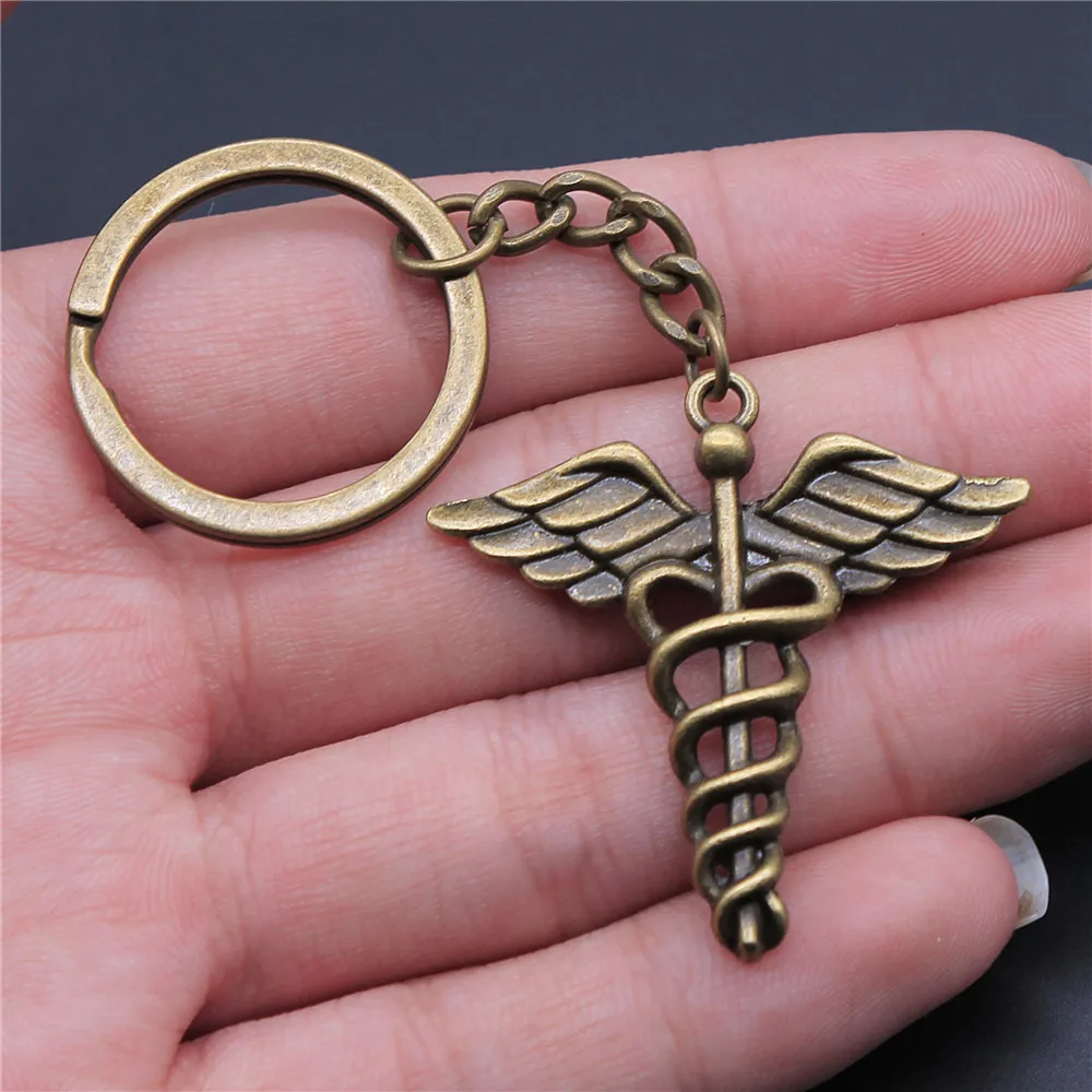 1 Piece Keychain Star Of David Caduceus Key Chain Ring Cute Keychain Keychains For Women Key Chain Ring