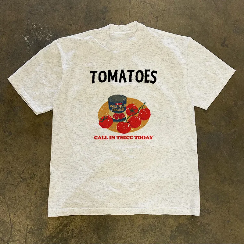 Loose Fit Cotton T-Shirt Unisex Short Sleeve Retro Style Printed Casual Wear for Men And Women by Little Chen Story