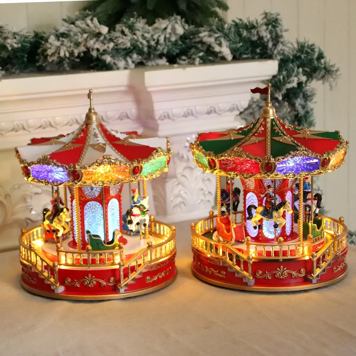 New Luminous Band Music Christmas Music Box Carousel Christmas Gift Gift Decorative Lights