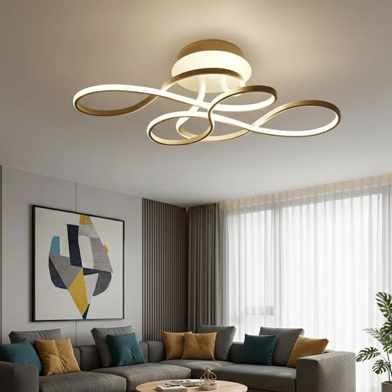 Nebulyth Nordic LED Ceiling Lamp Three Colors Dimmable Chandelier for Living Dining Room Bedroom