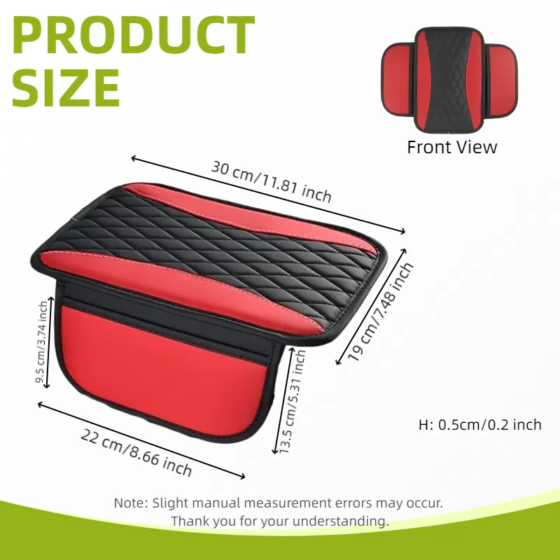 Elegant Rhombus PU Leather Car Central Control Countertop Support Pad Armrest Box Protection Pad with Double Pockets or No Pocke view 3