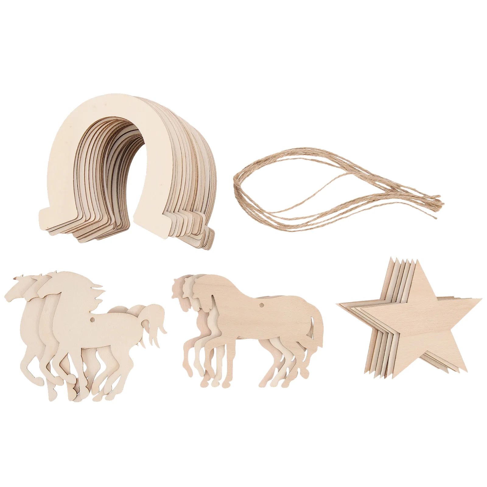 

36 Pcs Horseshoe Chips Wood Shaped Slices Unfinished Wooden Handmade Graffiti Cutouts DIY Painting
