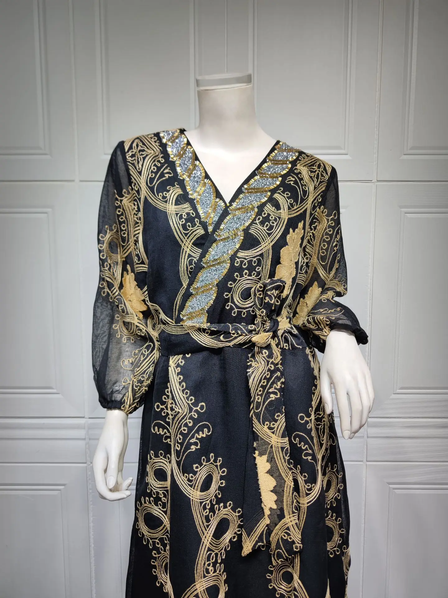 Kaftan Eid elegancka muzułmanki sukienka lekka luksusowa walcowana na gorąco diamentowa siatkowy haft szata Femme Musulmane stylowa sukienka mody