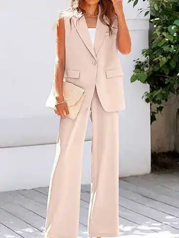 

Women's Fashion Vest Suit Set 18-25 Years Old Summer 2024 Style Ladies' Clothing Workwear School Uniform Premium Quality