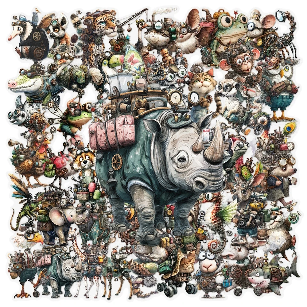 

10/30/50pcs Transparent Cool Punk Style Aniamls Stickers Cartoon Mechanical Series Creature Sticker DIY Notebook Guitar Luggage