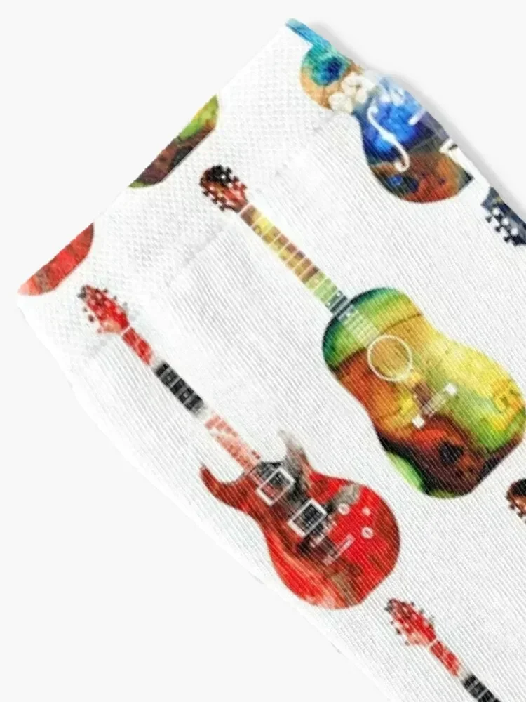 Guitar Threesome - Colorful Guitars By Sharon Cummings Socks christmas gift sheer Socks Girl Men's