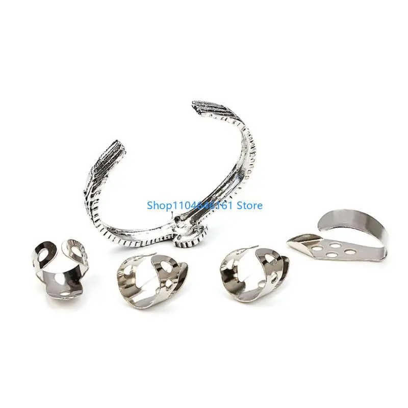 Open Design Finger Pick with Cuff Bracelet Guitar Thumb Pick Adjustable Guitar Plectrum Metal Finger Pick Protector