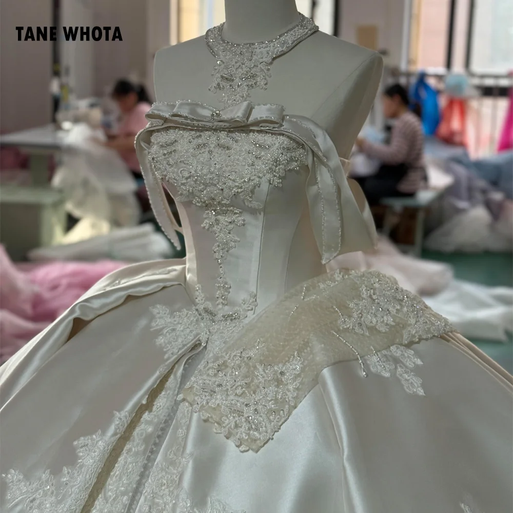 Vestido De Novia Strapless Wedding Dress Lace Up Back Ball Gown Sequined Beading Embroidery Customized Luxury Bridal Dress
